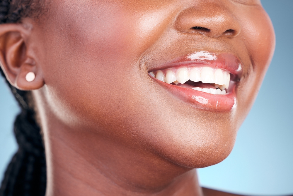 close up of a white smile